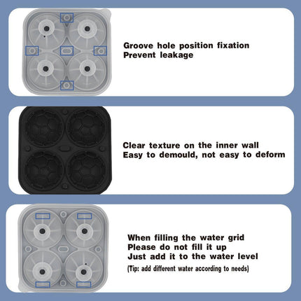 Silicone Ice Cube Mold Large Ice Ball Maker with Lid for Cocktails and Drinks