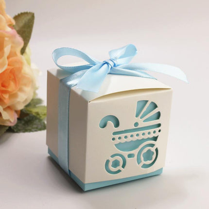 50X Shower Party Bomboniere Box 6x6x6cm with Ribbon for Birthday and Celebration Use