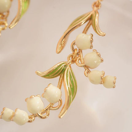 Vintage Bell Orchid Flower Long Earrings Elegant Dangle Earrings Women Jewelry