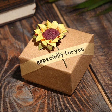 50pcs Kraft Paper Sunflower Applique Jewelry Gift Box Packaging Craft Supplies