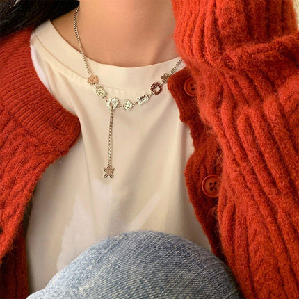 Gingerbread Man Tassel Necklace Womens Sweater Chain Fashion Jewelry Gift