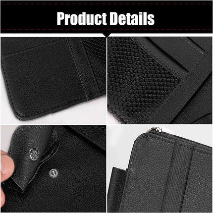 Car Sun Visor Organizer Pocket Card Storage Pouch Holder with Zipper Net Black - Aimall