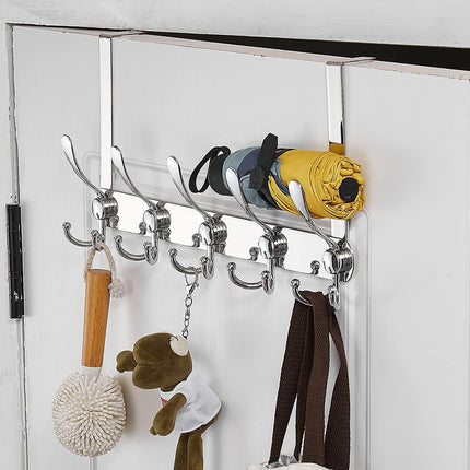 5 Hooks Behind Door Silver Door Hook Coat Hook Clothes Hook Storage Organizer
