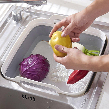 Folding Basket Kitchen Washbasin Draining Basket Portable Vegetable Storage