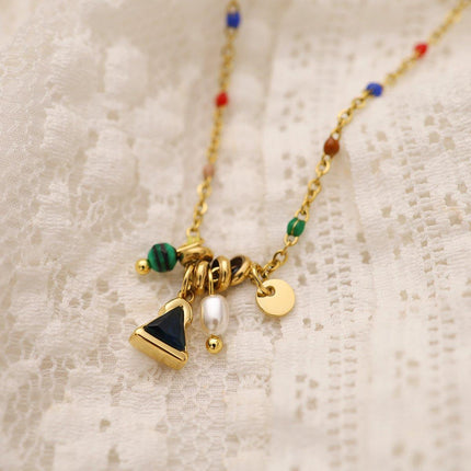 Colourful Imitation Pearl Necklace Girls Fashion Beaded Jewelry Chain
