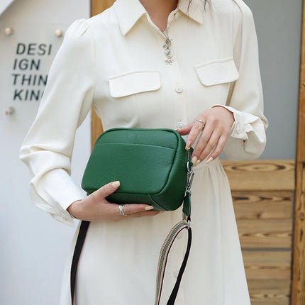 Wide Shoulder Strap Crossbody Fashion Handbag Small Green Square Bag for Women