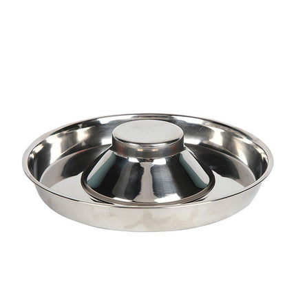 2pcs Stainless Steel Dog Cat Slow Feeder Pet Food Bowl Non-Slip Stop Eating Dish