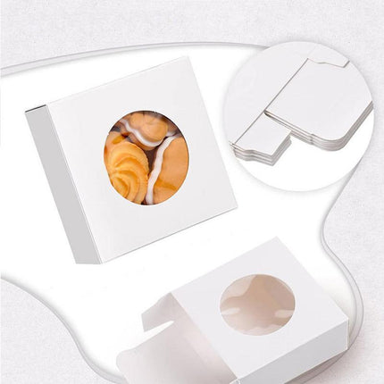 50PCS Handmade Soap Paper Box Round Window Kraft Black White Candy Biscuit Box