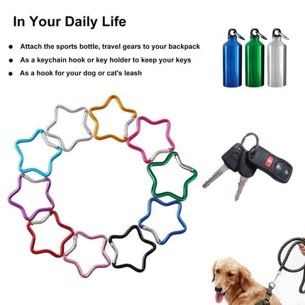 30PCS Colourful Star Carabiner Clips Aluminum Alloy Quick Hook for Bags Keys