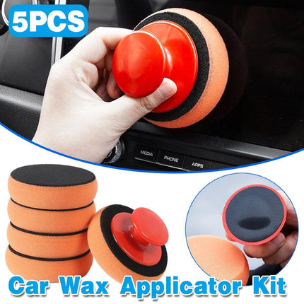 5pcs Car Polishing Sponge with Handle Manual Buffing Pads for Auto Detailing