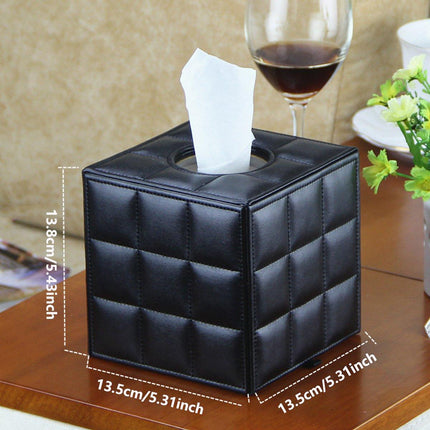Luxury Leather Square Tissue Box Living Room Hotel Roll Paper Tube Holder