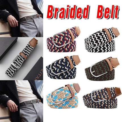 Unisex Braided Belt Casual Canvas Belt Adjustable Stretch Belt for Men Women