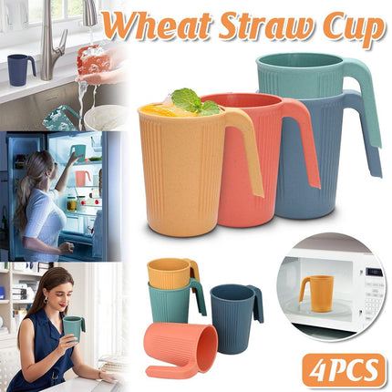 4pcs Reusable Straw Mugs with Handle for Home Use Coffee Tea Drinkware Set