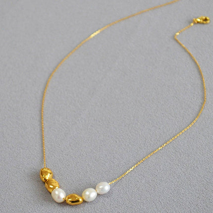 Simple Irregular Freshwater Pearl Necklace and Bracelet Set Elegant Women