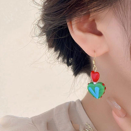 Vintage Contrasting Love Earrings Fashion Jewelry Women Romantic Accessories