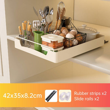 Kitchen Storage Shelf Organizer Sliding Cabinet Basket Pull Out Metal Drawer