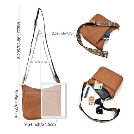 Retro Large Capacity Colorblock Shoulder Crossbody Bag Strap Multi-functional