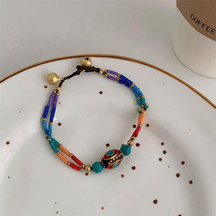 Ethnic Style Handmade Bracelet Color Stone Sky Bead Fashion Round Bead Bracelet