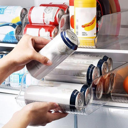 Clear Plastic Beverage Organizer Fridge Storage Shelf Holder for Kitchen Pantry