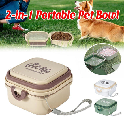 2 in 1 Outdoor Portable Pet Dog and Cat Food Water Bowl for Travel and Hiking