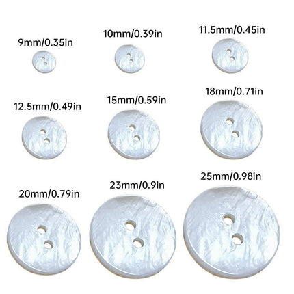 20pcs White Shirt Buttons Round Two Eyes Sewing Craft DIY Clothing Supplies