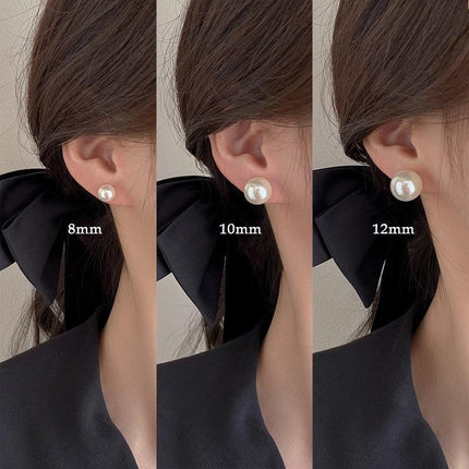 Delicate 925 Sterling Silver 8,10,12,14mm Natural Freshwater Pearl Stud Earrings - Aimall