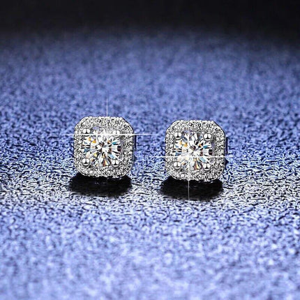 1 Pair Brilliant Square Cut Cubic Zirconia Stud Earrings Stainless Steel E135 7Clours - Aimall