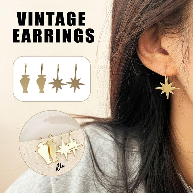 Vintage Vase Star Earrings Simple Everyday Studs Fashion Jewellery Women