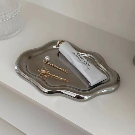 2PCS Luxury Ceramic Jewelry Display Tray Organizer Plate Storage Large Decor