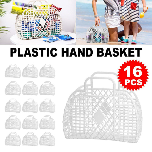 16pcs Diamond Plastic Bath Storage Basket Handheld Soft Bathroom Wash Basket Set