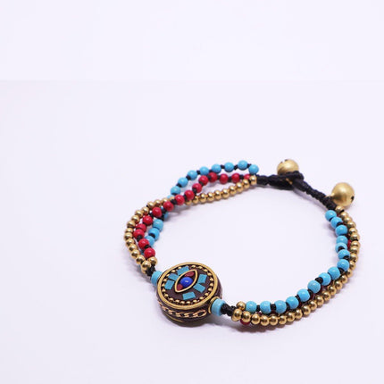 Ethnic Style Handmade Bracelet Color Stone Sky Bead Fashion Round Bead Bracelet