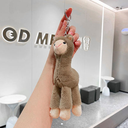 Cute Mini Alpaca Soft Plush Stuffed Doll Toys Keychain Cartoon Bag Pendant - Aimall