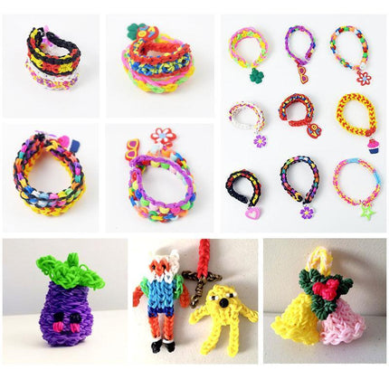 6800PCS Loom Bands Kit Bracelet Mixed Colour Rubber Refill Clip Hook Charms DIY - Aimall