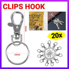 20X Swivel Lobster Clasp Clips Hook Alloy Key Ring Split Keychain Durable - Aimall
