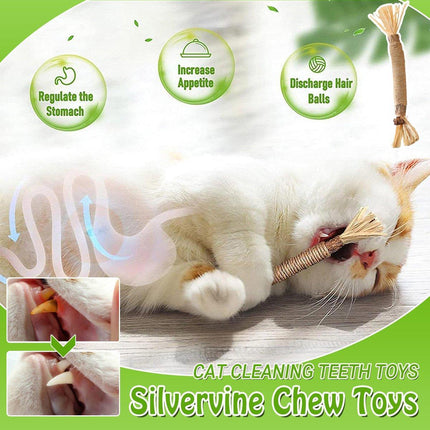 Cat Toys Silvervine Chew Stick Kitten Treat Catnip Toy Grinding Tooth Cleaning - Aimall