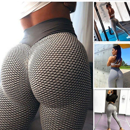 Women Yoga Pants Leggings High Waist Anti Cellulite Butt Lift Gym Fitness Grey - Aimall