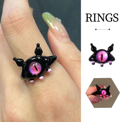 Small Monster Open Ring Women's Cute Kitten Black Cat Monster Celebrity Sweet Ring