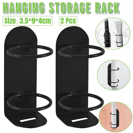 2pcs Iron Wall Mounted Toothbrush Holder No Punch Bathroom Storage Shelf Rack