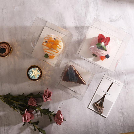30x Transparent Disposable Cake Boxes with Handles Premium Quality Packagin