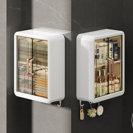 Wall Hanging Storage Cabinet Punch-Free Bathroom Organizer for Rental Rooms