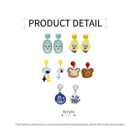 Cute Cartoon Asymmetrical Stud Earrings Fun Fashion Jewelry for Daily Outfits