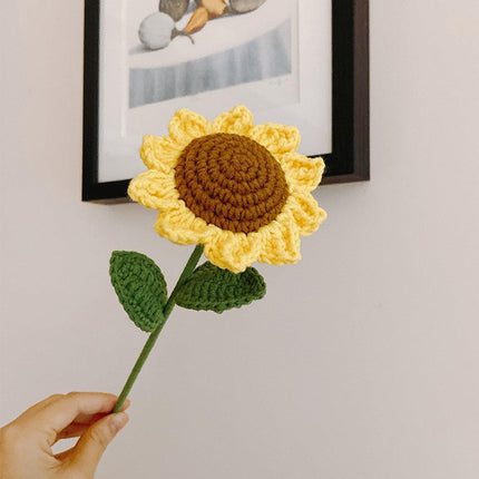 8PCS Handmade Smiley Sunflower Wool Flower Simulation Flowers Gift for Teachers