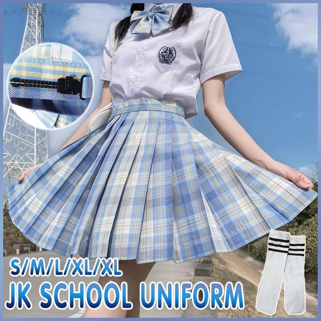 Women Pleated Skirts School Uniform High Waist Plaid Skirt Students Clothes