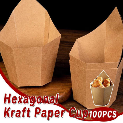 100PCS Golden Croissant Sandwich Holder Kraft Paper Cheese Corn Stick Packaging