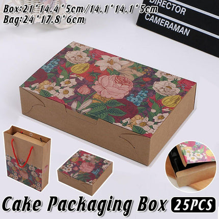 25PCS Kraft Paper Moon Cake Cookie Packaging Box Square Blister Hand Packaging