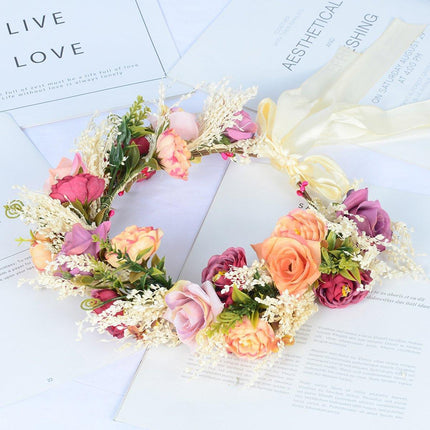 Hawaiian Faux Flower Headband Bridal Wedding Wreath Bridesmaid Hair Accessory