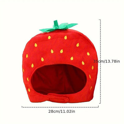 Adorable Plush Strawberry Hat Costume Headgear for Pets and Fun Photo Props