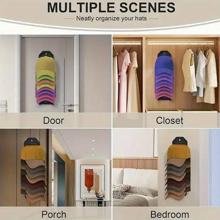 Multi Tier Wall Mounted Hat Storage Rack Cap Organizer for Baseball Hats and Cap