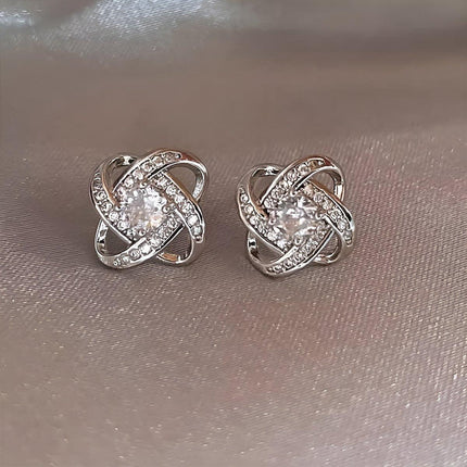 Four Leaf Clover Zircon Stud Earrings Gift For Women Wedding Fashion Jewelry - Aimall