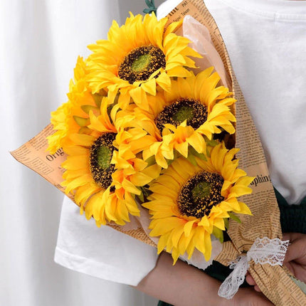 10pcs Artificial Sunflower Bouquet Fake Flower Arrangement Indoor Home Decor Set